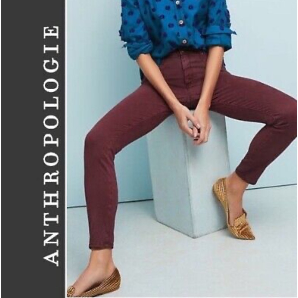 Adriano Goldschmied Abbey Ankle Mid-Rise Skinny Marroon. Size 28R (639)
